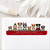 Christmas Dogs Retour Adreslabels Etiket (Insitu)