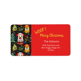 Christmas Dogs Schattige retour adreslabel Etiket