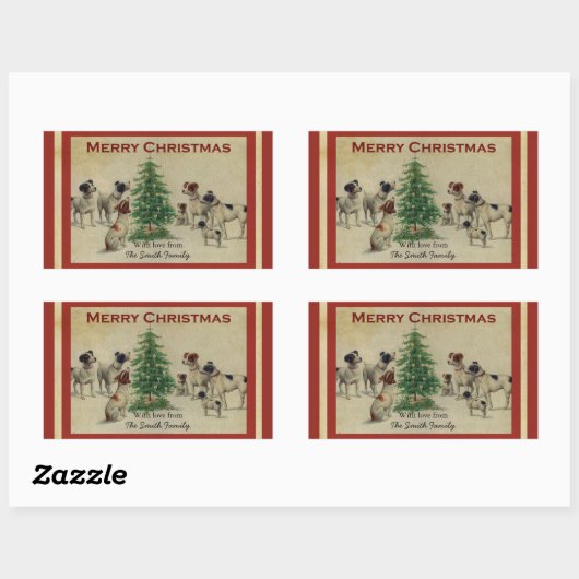 Christmas  Dogs Square Stickers (Vel)