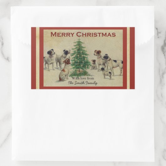 Christmas  Dogs Square Stickers (Tas)