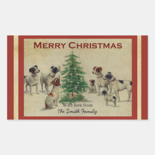 Christmas Dogs Square Stickers
