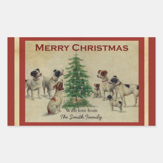 Christmas  Dogs Square Stickers (Voorkant)