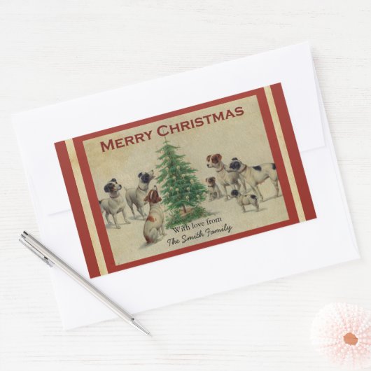 Christmas  Dogs Square Stickers (Envelop)