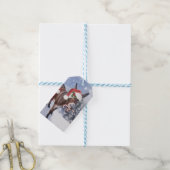 Christmas donkey with funny red hat cadeaulabel (Met Touw)