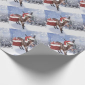 Christmas donkey with funny red hat cadeaupapier (Hoek)