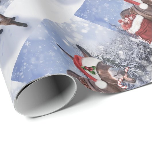 Christmas donkey with funny red hat cadeaupapier (Rol Hoek)