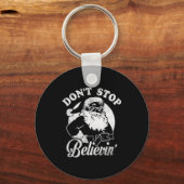 Christmas Don't Stop Believin' Santa Outline  Sleutelhanger (Voorkant)