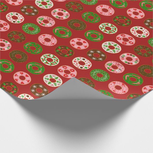 Christmas Donut Holiday Treat Pattern Cadeaupapier (Hoek)