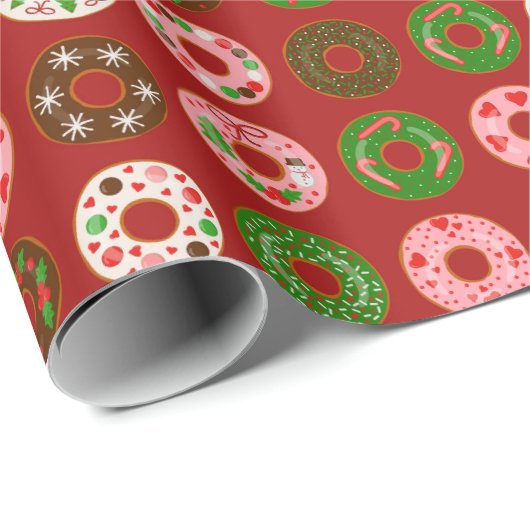 Christmas Donut Holiday Treat Pattern Cadeaupapier (Rol Hoek)