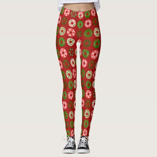 Christmas Donut Holiday Treat Pattern Leggings (Voorkant)