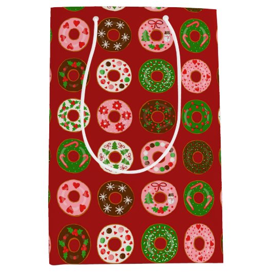 Christmas Donut Holiday Treat Pattern Medium Cadeauzakje (Voorkant)