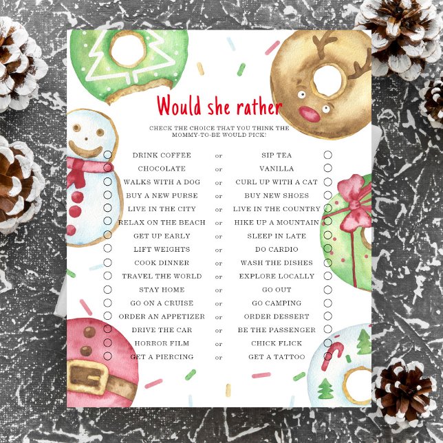 Christmas donuts baby shower Zou ze liever spel (Creator heeft geüpload)