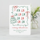 Christmas Doodle Bows Red & Green Merry Christmas Feestdagenkaart (Staand voorkant)