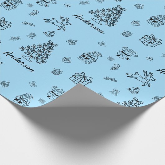 Christmas Doodle Custom Naam Gepersonaliseerd Cadeaupapier (Hoek)
