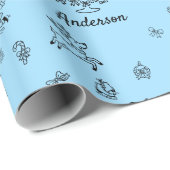 Christmas Doodle Custom Naam Gepersonaliseerd Cadeaupapier (Rol Hoek)