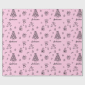 Christmas Doodle Custom Naam Gepersonaliseerd Cadeaupapier (Vlak)