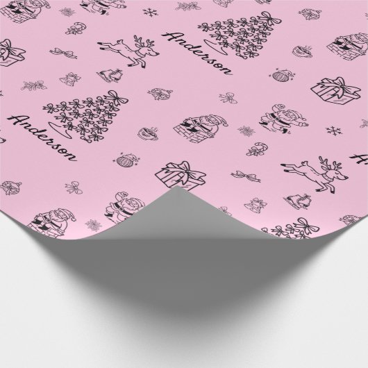 Christmas Doodle Custom Naam Gepersonaliseerd Cadeaupapier (Hoek)