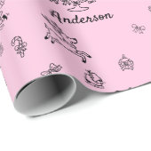 Christmas Doodle Custom Naam Gepersonaliseerd Cadeaupapier (Rol Hoek)