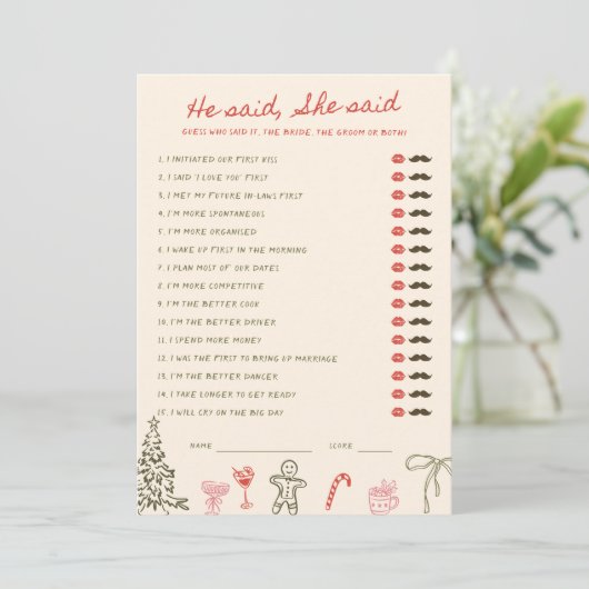 Christmas Doodle He said She said Card Kaart (Staand voorkant)