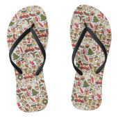 Christmas Doodle Pair of Flip Flops (Voetbed)