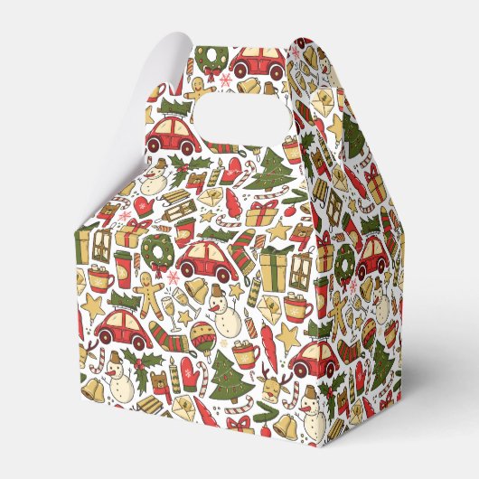 Christmas Doodle Pattern Favor Box Bedankdoosjes (Achterkant)