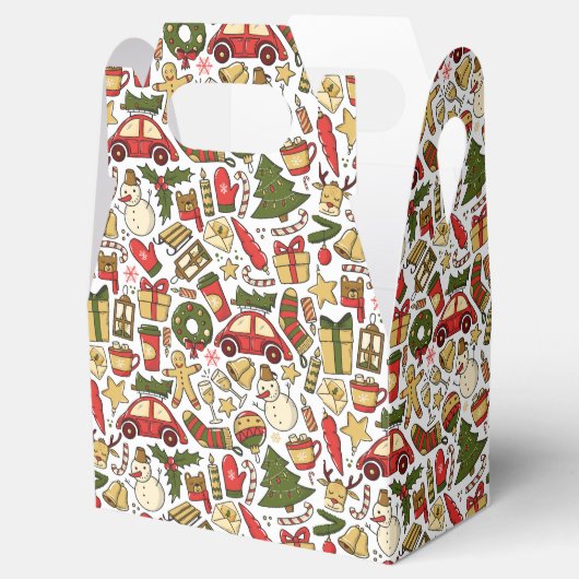 Christmas Doodle Pattern Favor Box Bedankdoosjes (Geopend)
