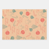 Christmas Doodle Pattern | Snowmen, Trees & Candy Inpakpapier Vel (Voorkant)