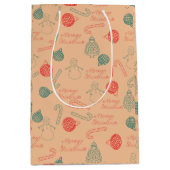 Christmas Doodle Pattern | Snowmen, Trees & Candy  Medium Cadeauzakje (Voorkant)