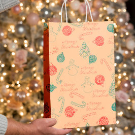 Christmas Doodle Pattern | Snowmen, Trees & Candy  Medium Cadeauzakje