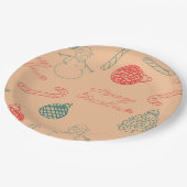 Christmas Doodle Pattern | Snowmen, Trees & Candy Papieren Bordje (Gekanteld)