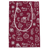 Christmas Doodles Paarse vrolijke kerst Medium Cadeauzakje (Voorkant)