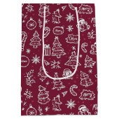 Christmas Doodles Paarse vrolijke kerst Medium Cadeauzakje (Achterkant)