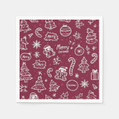 Christmas Doodles Paarse vrolijke kerst Servet (Voorkant)