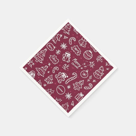 Christmas Doodles Paarse vrolijke kerst Servet (Hoek)