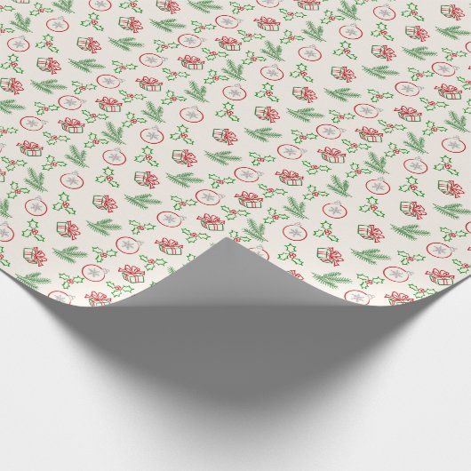 Christmas Doodles Red and Green Wrapping Paper Cadeaupapier (Hoek)