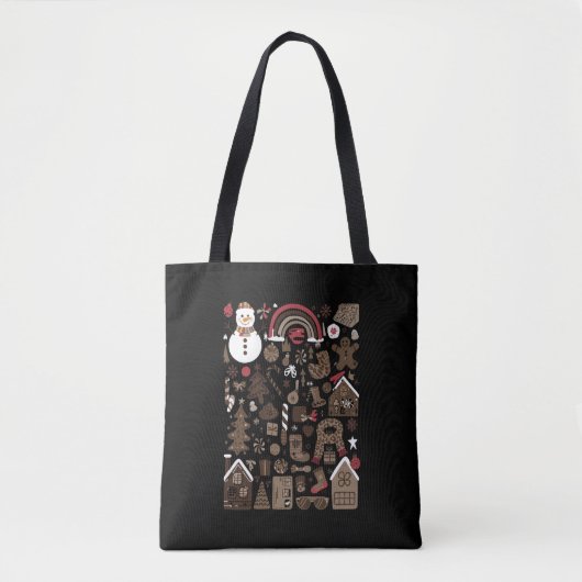 Christmas Doodles Retro Vakantie Vintage Trees Tote Bag (Voorkant)