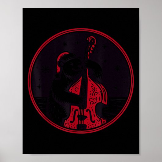 Christmas Double B Santa Bear Playing Jazz Musicia Poster (Voorkant)