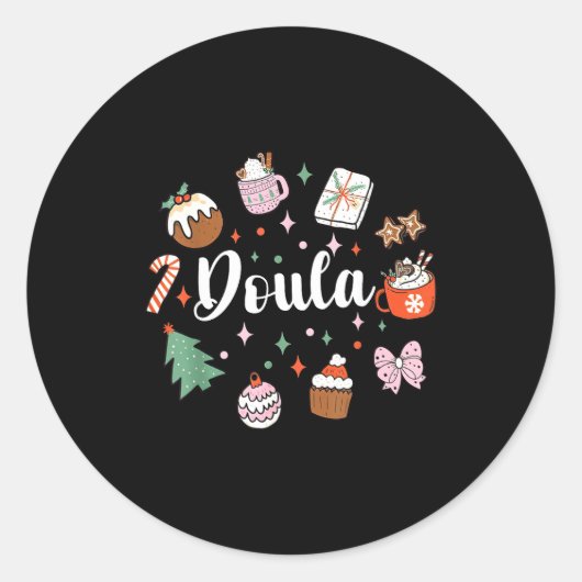 Christmas Doula Midwife Birth Worker Stpartum Xmas Ronde Sticker (Voorkant)