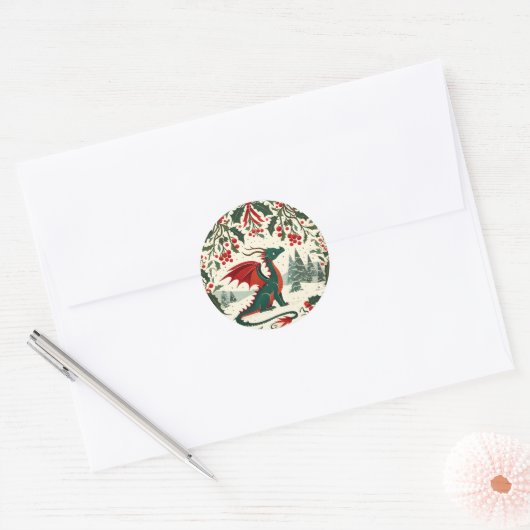 Christmas Dragon                                   Ronde Sticker (Envelop)