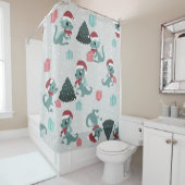 christmas dragon santa winter snow cute xmas douchegordijn (In situ)