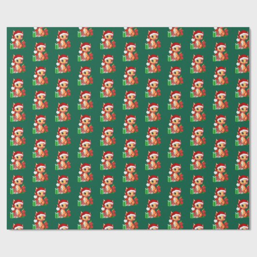 Christmas Dragon Wrapping paper Cadeaupapier (Vlak)