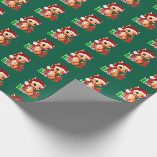 Christmas Dragon Wrapping paper Cadeaupapier (Hoek)