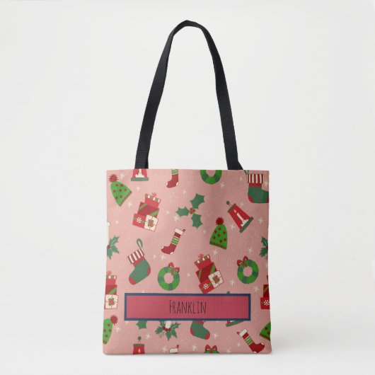 Christmas Drawing I Custom Name  Tote Bag (Voorkant)