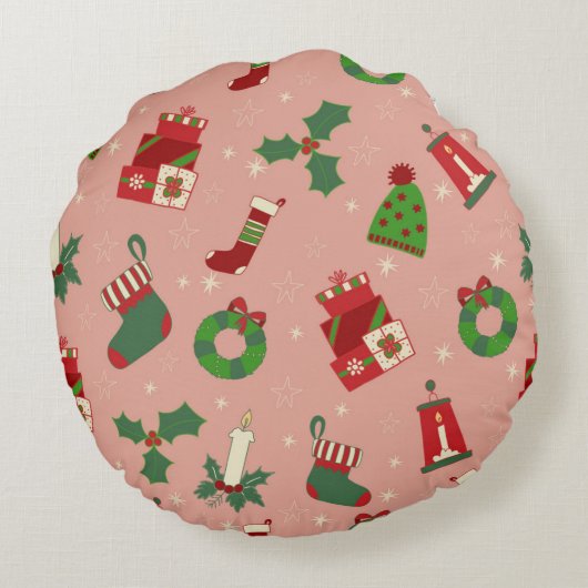 Christmas Drawing  Rond Kussen (Achterkant)