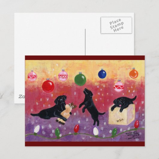Christmas Dreaming Black Lab Feestdagenkaart (Voorkant / Achterkant)