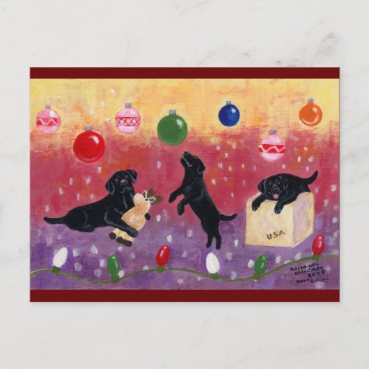 Christmas Dreaming Black Lab Feestdagenkaart (Voorkant)