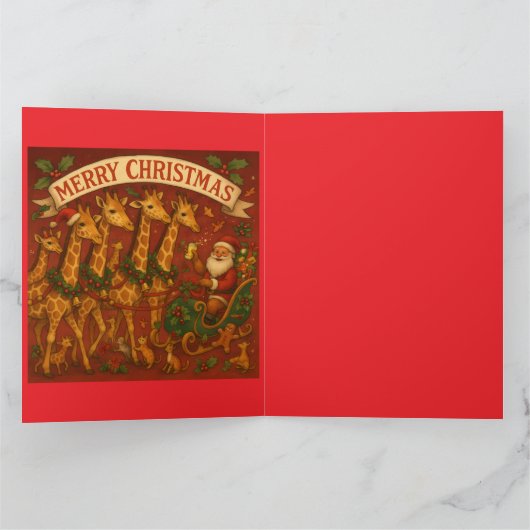 Christmas Dreams - Santa And Giraffes Kaart (Binnen)