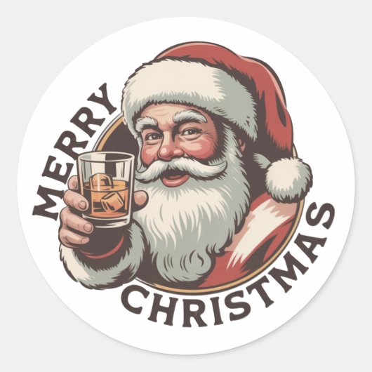 Christmas Drinking Bourbon Party Whiskey Lover  Ronde Sticker (Voorkant)