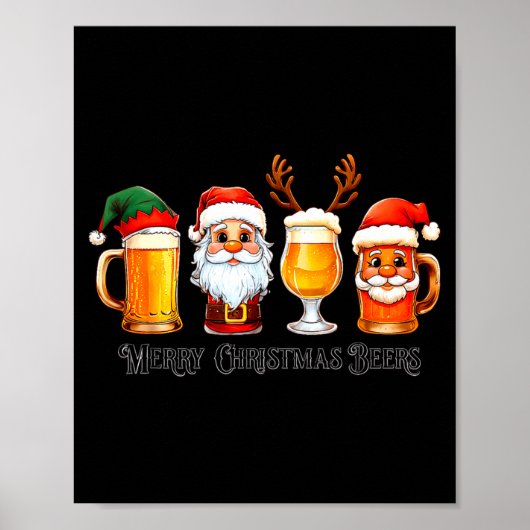 Christmas Drinking Merry Christmas Santa Beer  Poster (Voorkant)