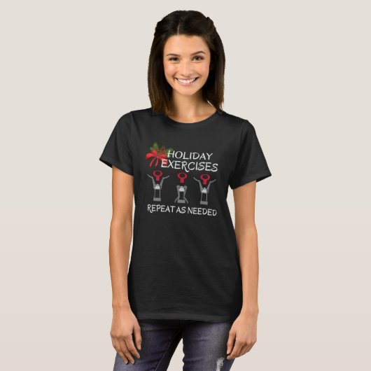 Christmas Drinking Wine Exercise Corkscrew Workout T-shirt (Voorkant volledig)
